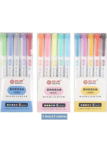 15 Renk-Bir Stil Renkler Çift Başlı Floresan Kalem Yaratıcı Fosforlu Kalemler Sanat Marker Peool Malzemeleri Sevimli Kawaii Kırtasiye (Yurt Dışından)