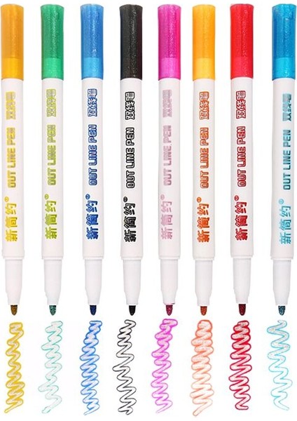 8 Renk Stili Et Çift Çizgi Kalem Fosforlu Kalem Floresan Işaretleyici Out Çizgi Kalem Renkli Öğrenci Scrapbooking Için Çok Renkli El Not Kalemi (Yurt Dışından)