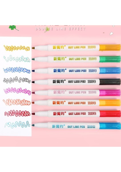8 Renk Stili Et Çift Çizgi Kalem Fosforlu Kalem Floresan Işaretleyici Out Çizgi Kalem Renkli Öğrenci Scrapbooking Için Çok Renkli El Not Kalemi (Yurt Dışından) fiyatları