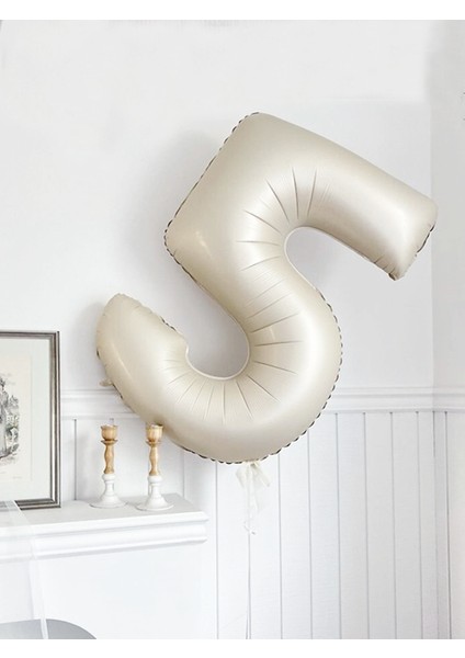 Parti Adresi Rakam Folyo Balon 5 Rakamı Krem 76 cm 34 Inc