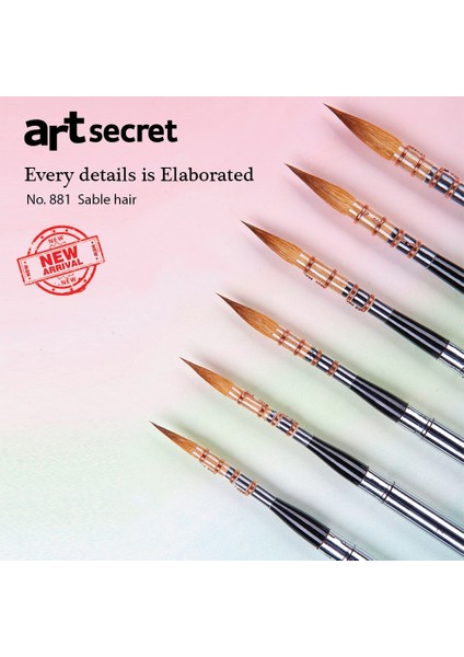 No.8 Stili Artsecret Yüksek Dereceli Boya Fırçası NO.881 Anti-Damlayan Samur Saç Paslanmaz Kap Müthiş Ahşap Saplı Katlanabilir Sanat Malzemeleri (Yurt Dışından)
