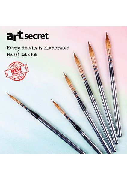 No.8 Stili Artsecret Yüksek Dereceli Boya Fırçası NO.881 Anti-Damlayan Samur Saç Paslanmaz Kap Müthiş Ahşap Saplı Katlanabilir Sanat Malzemeleri (Yurt Dışından)