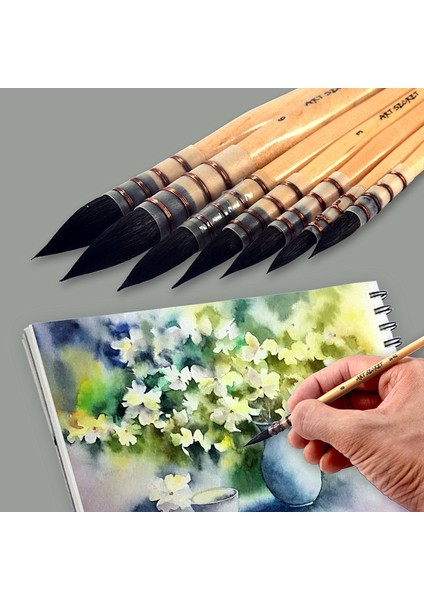 5 Numara Stili Ithal El Yapımı Sincap Saç Suluboya Boya Fırçaları Yuvarlak Fırça Kalem Sanat Boyama Seti, Guaj Washmop Sanat Malzemeleri (Yurt Dışından) fırsatları