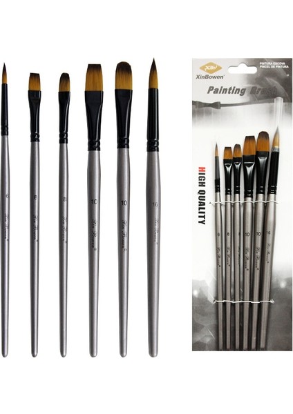 Gümüş 6 Adet Tarzı Et Naylon Saç Yağlı Boya Fırçası Yuvarlak Filbert Melek Düz Akrilik Öğrenme Sanatçılar Için Diy Suluboya Kalem Ressamlar Yeni Başlayanlar (Yurt Dışından)