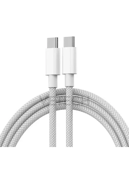 iPhone 15 Uyumlu Usb-C Şarj Kablosu Örgü Tipi Dokuma Type C Kablo (1mt)