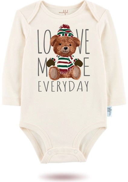 2 Li Organik "love Me Everyday" Baskılı Uzun Kollu Bebek Body Zıbın UZUN-EKRU-BEJ15-16 fiyatları