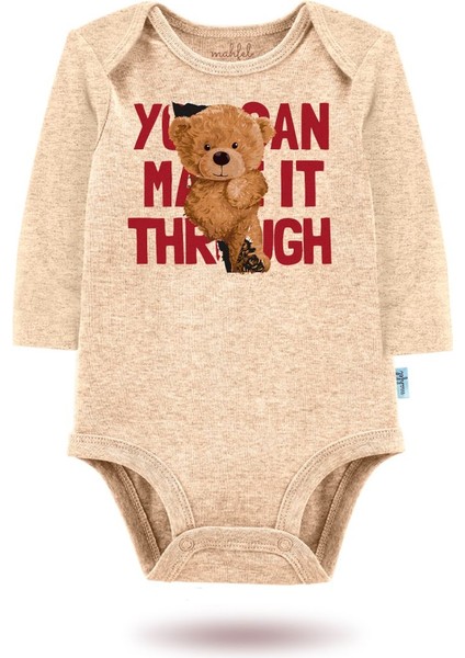 2 Li Organik "love Me Everyday" Baskılı Uzun Kollu Bebek Body Zıbın UZUN-EKRU-BEJ15-16 modelleri