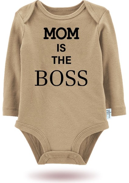 2 Li Organik "annem Patron" Baskılı Uzun Kollu Bebek Body Zıbın UZUN-EKRU-KAHVE-15-720 modelleri