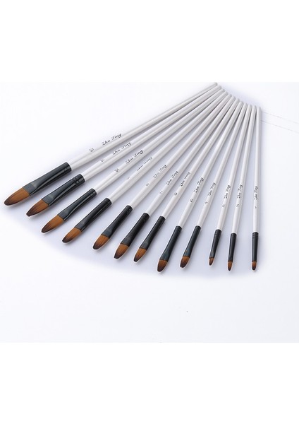 No.2 Tarzı Naylon Saç Ahşap Saplı Suluboya Boya Fırçası Kalem Seti Öğrenmek Için Diy Yağlı Akrilik Boyama Sanat Boya Fırçaları Malzemeleri (Yurt Dışından)
