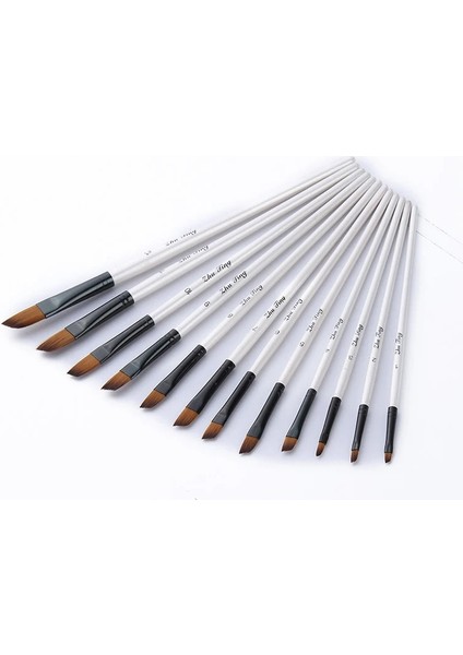 No.2 Tarzı Naylon Saç Ahşap Saplı Suluboya Boya Fırçası Kalem Seti Öğrenmek Için Diy Yağlı Akrilik Boyama Sanat Boya Fırçaları Malzemeleri (Yurt Dışından)