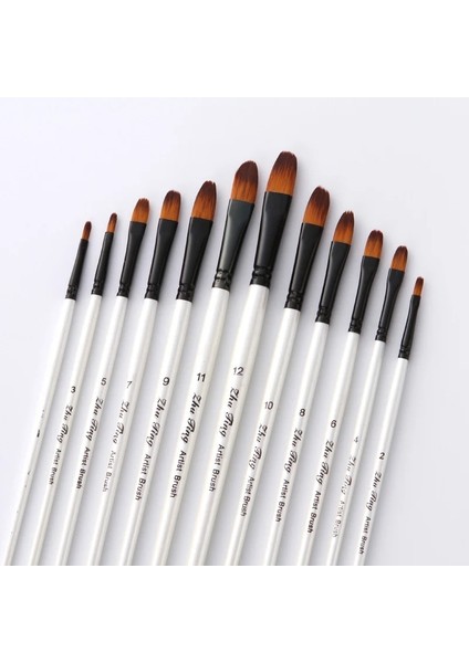 No.2 Tarzı Naylon Saç Ahşap Saplı Suluboya Boya Fırçası Kalem Seti Öğrenmek Için Diy Yağlı Akrilik Boyama Sanat Boya Fırçaları Malzemeleri (Yurt Dışından)