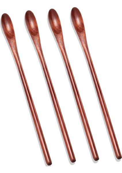 Ahşap Buzlu Çay Kaşıkları Küçük Karıştırma Kaşığı Uzun Saplı Kokteyl Kaşıkları Ahşap Ahşap Kahve Karıştırma Kaşıkları 4 Parça (Yurt Dışından)