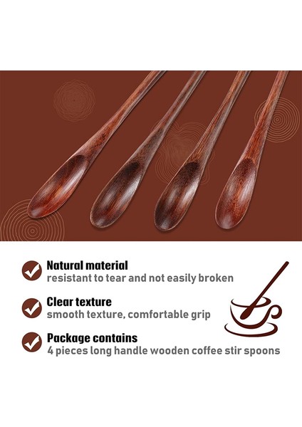 Ahşap Buzlu Çay Kaşıkları Küçük Karıştırma Kaşığı Uzun Saplı Kokteyl Kaşıkları Ahşap Ahşap Kahve Karıştırma Kaşıkları 4 Parça (Yurt Dışından) modelleri