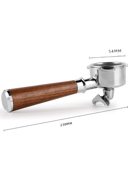 54MM Espresso Portafiltre, Çift Çıkışlı Kahve Portafiltresi, Paslanmaz Çelik Portafiltreler ve Ceviz Saplı (Yurt Dışından)
