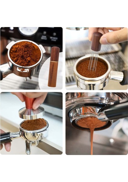 Espresso Kahve Karıştırıcı Espresso Dağıtım Aracı Taşınabilir Espresso Dağıtım Araçları, 6 Iğne Ceviz Rengi (Yurt Dışından) modelleri