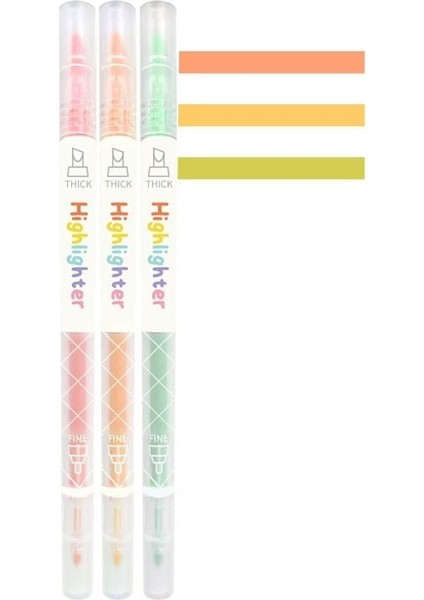 3 Renk-C Stili Marker Kalem Seti Pastel Fosforlu Çift Ucu Marcadores Dıy Dergisi Scrapook Okul Malzemeleri Kırtasiye (Yurt Dışından) fiyatları