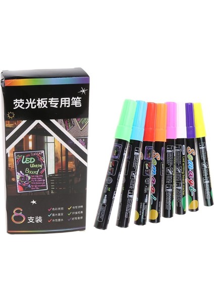 8 Renk Fosforlu Floresan Sıvı Tebeşir Işaretleyici Neon Kalem LED Yazı Tahtası Karatahta Cam Boyama Grafiti Ofis (Yurt Dışından) fırsatları