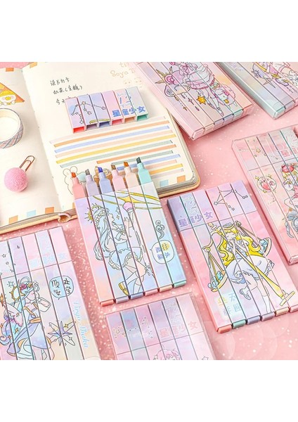 Terazi Stili 6 Parça Lytwtw'nin Sevimli Kawaii Oniki Kız Takımyıldızları Fosforlu Ofis Okul Malzemeleri Hediye (Yurt Dışından) modelleri