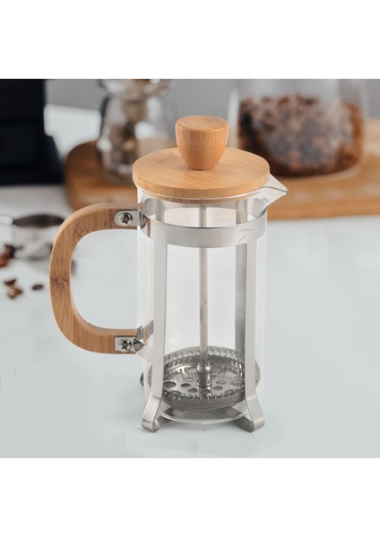 Fransız Basın Çevre Dostu Bambu Kapak Kahve Pistonu Çay Makinesi Süzgeç Filtre Basın Kahve Su Isıtıcısı Pot Cam Çaydanlık (Yurt Dışından)