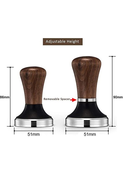 Ceviz Saplı Kahve Sabotajı 51MM, Espresso El Sabotajı 51MM, 304 Paslanmaz Çelik Matlı Espresso Kahve Sabotajı (Yurt Dışından)