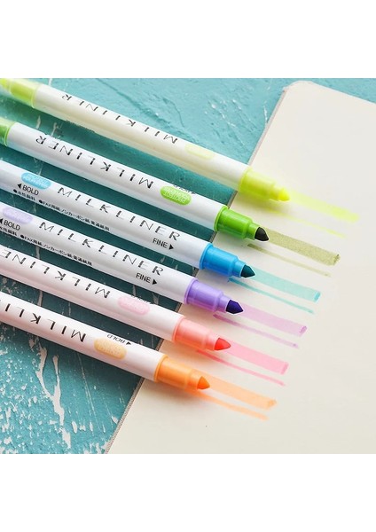 Bir Stil 12 Colorsset Sevimli Hafif Astar Kalemler Fosforlu Çift Çift Başlı Floresan Kalem Çizim Marker Kalem Kırtasiye (Yurt Dışından) modelleri