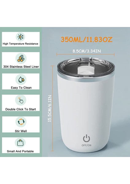 Kendiliğinden Karıştırılan Kupa, Elektrikli Karıştırma Kabı 350ML Manyetik Karıştırma Kabı Şarj Edilebilir Otomatik Manyetik Kupa Kendiliğinden Karıştırılan - Beyaz (Yurt Dışından) fiyatları
