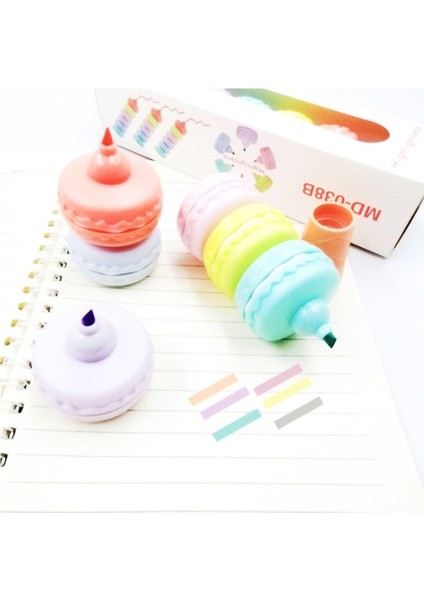 1 Parça 6 Renk Lytwtw'nin Sevimli Kawaii Macaron Bisküvi Şeker Renk Fosforlu Kalem Ofis Okul Malzemeleri Hediye (Yurt Dışından)
