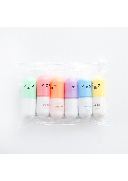 6 Adet Rastgele Renk Stili 6 Adet Mini Kapsül Fosforlu Kalem Vitamin Hap Vurgu Işaretleyici Renk Kalem Kırtasiye Ofis Okulu Graffiti Işaretleyici Malzemeleri (Yurt Dışından)