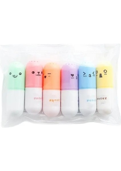 6 Adet Rastgele Renk Stili 6 Adet Mini Kapsül Fosforlu Kalem Vitamin Hap Vurgu Işaretleyici Renk Kalem Kırtasiye Ofis Okulu Graffiti Işaretleyici Malzemeleri (Yurt Dışından) fırsatları