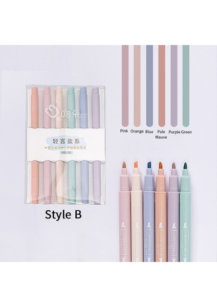 Wj2 02 Stili Et Çift Uçlu Fosforlu Kalemler Kawaii Şeker Renk Manga Işaretleyiciler Midliner Pastel Fosforlu Kalem Seti Kırtasiye (Yurt Dışından)