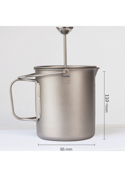 750 ml Saf Titanyum Kahve Fincanı Taşınabilir Kupa Fransız Basın Cezve Paslanmaz Çelik Süzgeç ile Seyahat Cezve (Yurt Dışından)