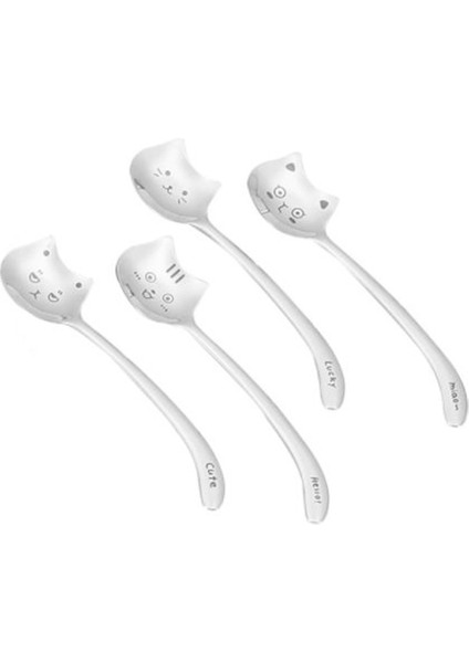 4 Adet Çay Kaşığı Kahve Uzun Kuyruk Kahve Kaşığı Uzun Saplı Kaşık 304 Paslanmaz Çelik Sofra (Yurt Dışından)