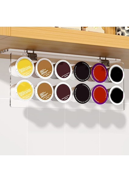 Tutucu, Dolap Altı Çekme Depolama Kahve Tutucu 12 Fincan Bölmesiyle Uyumlu, Yerden Tasarruflu Kahve Kapsülleri Rafı Şeffaf (Yurt Dışından) fiyatları