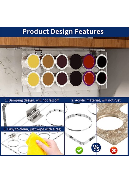 Tutucu, Dolap Altı Çekme Depolama Kahve Tutucu 12 Fincan Bölmesiyle Uyumlu, Yerden Tasarruflu Kahve Kapsülleri Rafı Şeffaf (Yurt Dışından) fırsatları