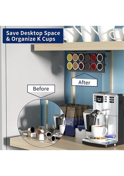 Tutucu, Dolap Altı Çekme Depolama Kahve Tutucu 12 Fincan Bölmesiyle Uyumlu, Yerden Tasarruflu Kahve Kapsülleri Rafı Şeffaf (Yurt Dışından) indirimleri
