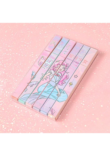 Balık Tarzı 6 Parça Lytwtw'nin Sevimli Kawaii Oniki Kız Takımyıldızları Fosforlu Ofis Okul Malzemeleri Hediye (Yurt Dışından)