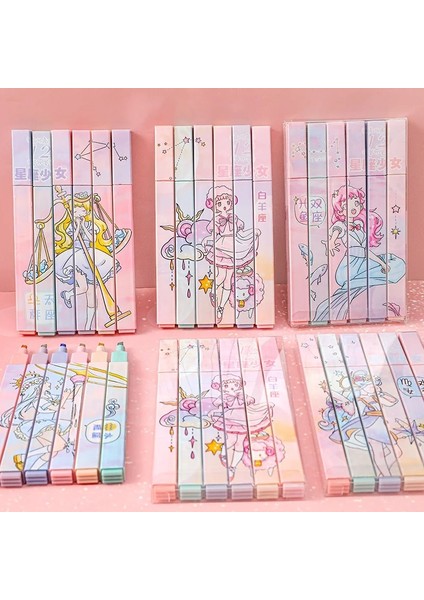 Balık Tarzı 6 Parça Lytwtw'nin Sevimli Kawaii Oniki Kız Takımyıldızları Fosforlu Ofis Okul Malzemeleri Hediye (Yurt Dışından) fiyatları