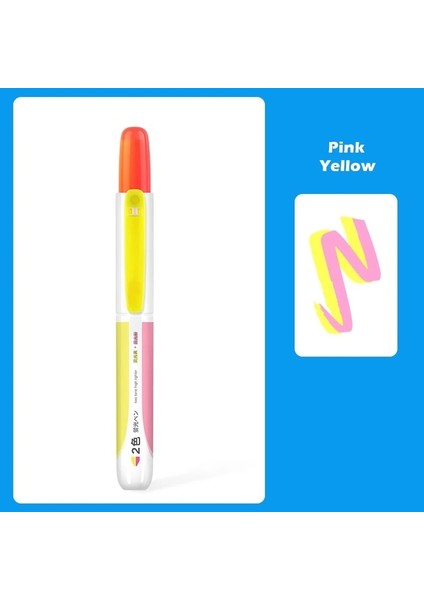 Pembe Sarı Stil 2 Çizgi Rengi Fosforlu Kalem Kalem Floresan Işaretleyici Nokta Kalemi Çizim Için Vurgulama Boya Ofis Okul Öğrenci Günlüğü F457 (Yurt Dışından)
