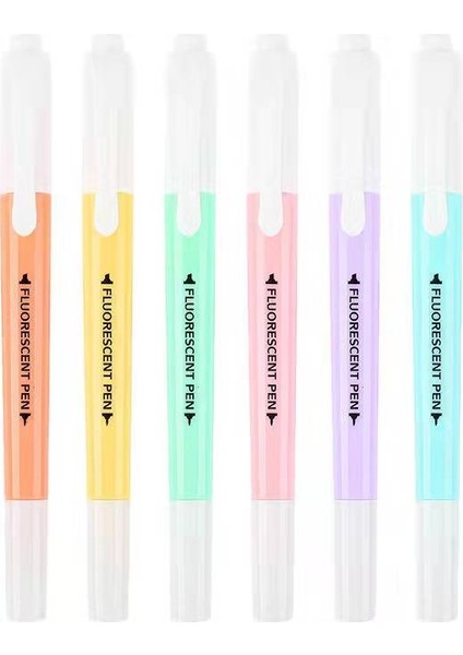 6 Renk Stili Et Çift Kafa Floresan Fosforlu Kalem Işaretleyiciler Pastel Cetvel Kalemi Öğrenci Okul Ofis Malzemeleri Için Sevimli Kırtasiye (Yurt Dışından)