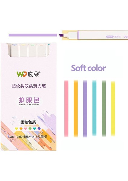 Yumuşak Renk Stili Çift Uçlu Fosforlu Kalemler Kawaii Şeker Renk Manga Işaretleyiciler Midliner Pastel Fosforlu Kalem Seti Kırtasiye (Yurt Dışından)