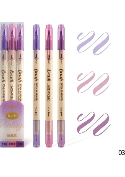 No.3 Tarzı Et Çift Başlı Fosforlu Kalemler Retro Renkli Ikiz Marker Kalemler Seti Çizgi Suluboya Çizim Öğrenci Okul Kırtasiye Notu (Yurt Dışından)