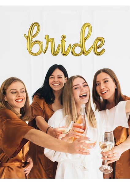 Bride El Yazısı Folyo Balon Bekarlığa Veda Partisi Balonu Gold 45 cm