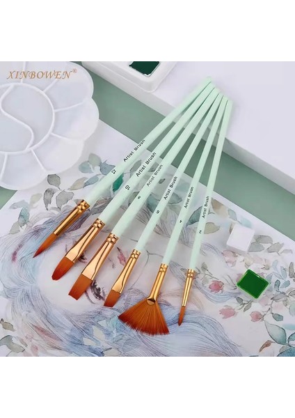 6 Adet Hb 3352 Stili 6 Adet Naylon Saç Ahşap Saplı Suluboya Boya Fırçası Kalem Set Öğrenme Için Diy Yağlı Akrilik Boyama Sanat Boya Fırçaları Malzemeleri (Yurt Dışından)