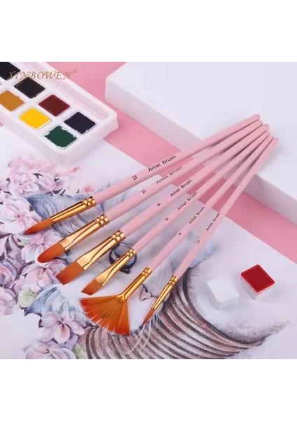 6 Adet Hb 3352 Stili 6 Adet Naylon Saç Ahşap Saplı Suluboya Boya Fırçası Kalem Set Öğrenme Için Diy Yağlı Akrilik Boyama Sanat Boya Fırçaları Malzemeleri (Yurt Dışından)