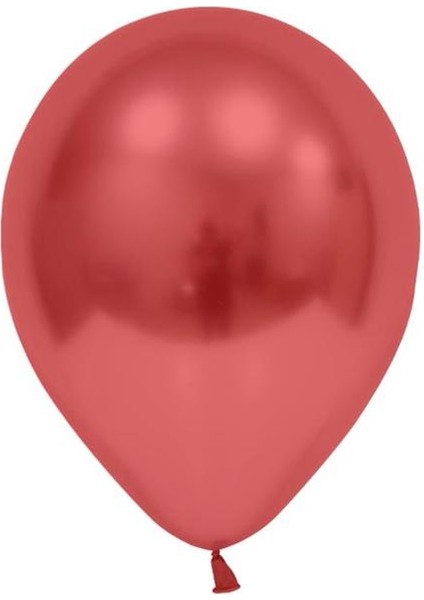 Krom Balon Parlak Parti Balonu Kırmızı 12 Inc - 30 cm 5'li