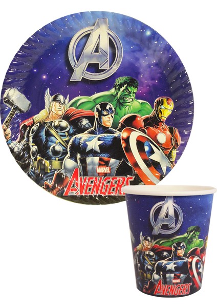 Avengers Temalı Karton Tabak Bardak Set