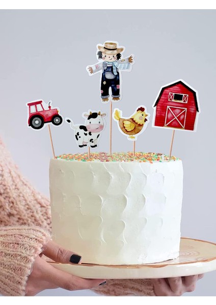 Çiftlik Hayvanları Temalı Kürdan Cupcake Kürdanı Pasta Süsü 10'lu