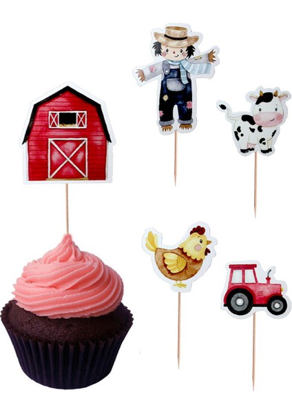 Çiftlik Hayvanları Temalı Kürdan Cupcake Kürdanı Pasta Süsü 10'lu fiyatları