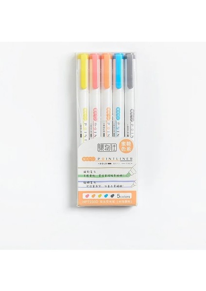 5 Renk D Stili 25 Renk Mildliner Fosforlu Çift Kafa Sevimli Işaret Kalemi Seti Sanat Malzemeleri Pastel Işaretleyici Kalemler Öğrenci Okul Ofis Kırtasiye (Yurt Dışından)