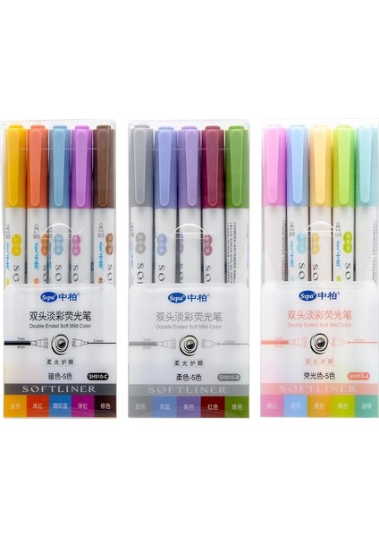 15 Renk Stili Pcsset Japon Çift Başlı Fosforlu Kalem Dıy Çizim Zebra Mildliner Sanat Marker Kalemler Okul Karalama Kırtasiye Için (Yurt Dışından)